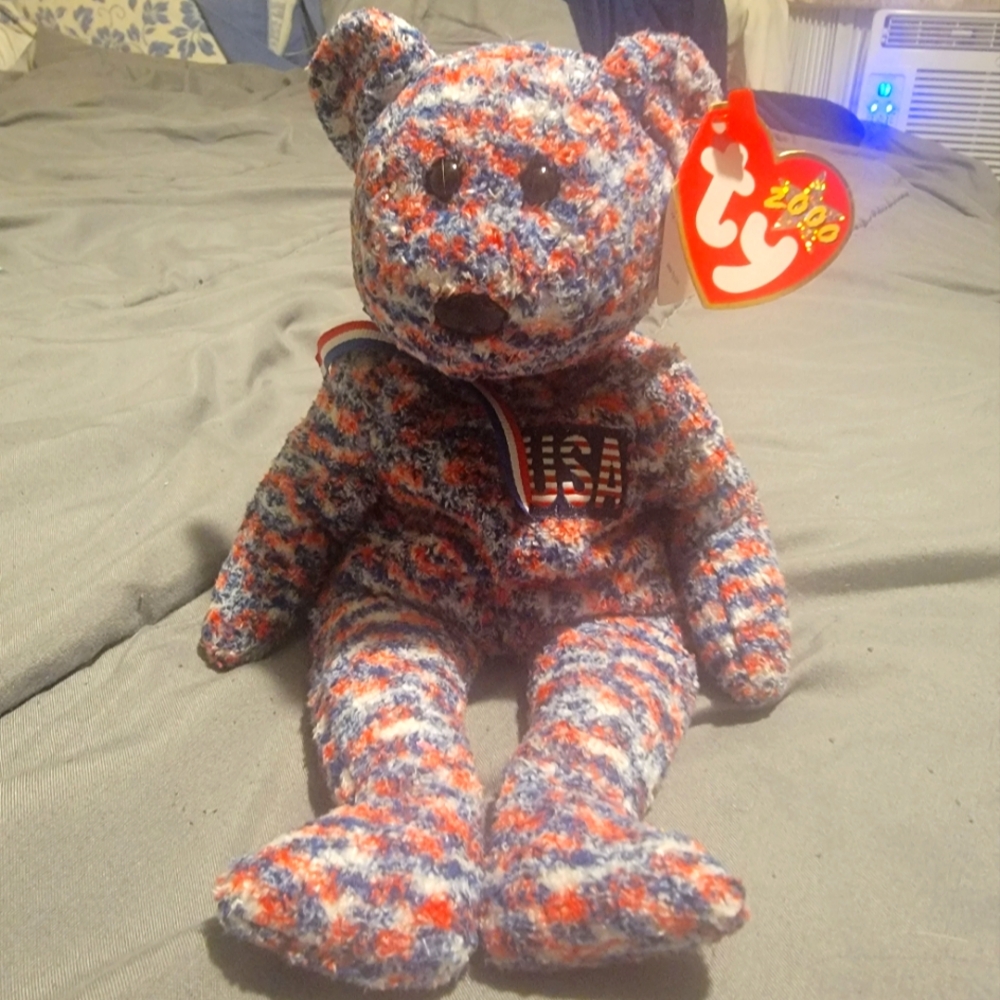 Ty Beanie Baby Proud to be an American “Usa” the Bear with Tag Errors 2000